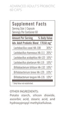 Graphic showing 7 senior-specific probiotic strains for adults 55 and over