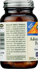 Label of Flora Advanced Adult Probiotic showing key ingredients