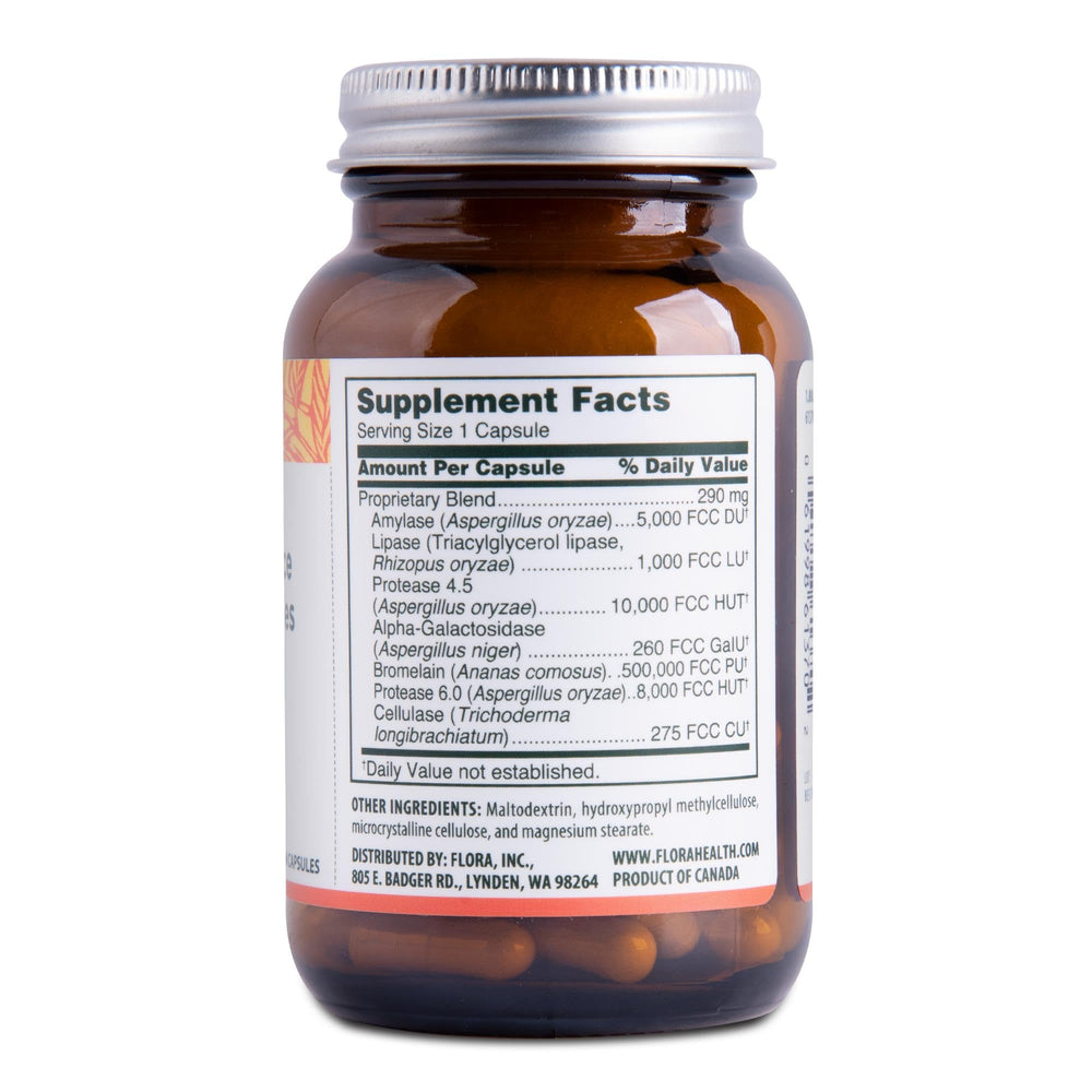 Flora Daily Maintenance Digestive Enzymes bottle label close-up