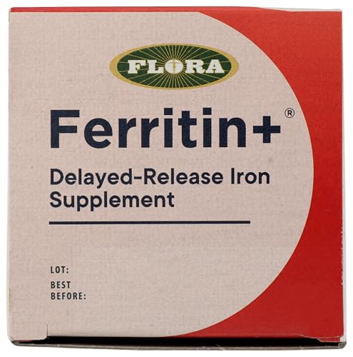 Flora Ferritin+ packaging in amber glass bottle
