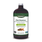 32 oz glass bottle of Flora Health Flor-Essence with Turkey Tail and Turmeric