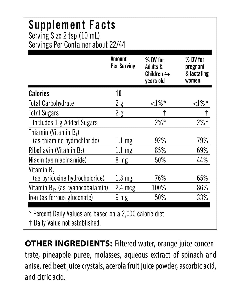 B vitamins (B1, B2, B6, B12) graphic for Flora Iron