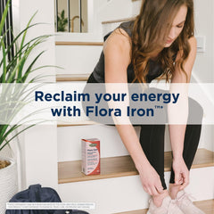 Serving size and dropper for Flora Iron liquid iron supplement