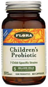Flora Probiotic for Kids bottle featuring seven child-specific strains