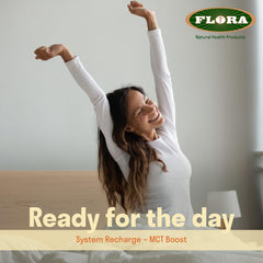 32 oz glass bottle of Flora MCT Oil