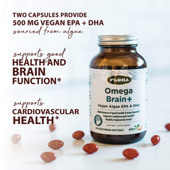 Packaging highlighting algae-derived DHA and EPA