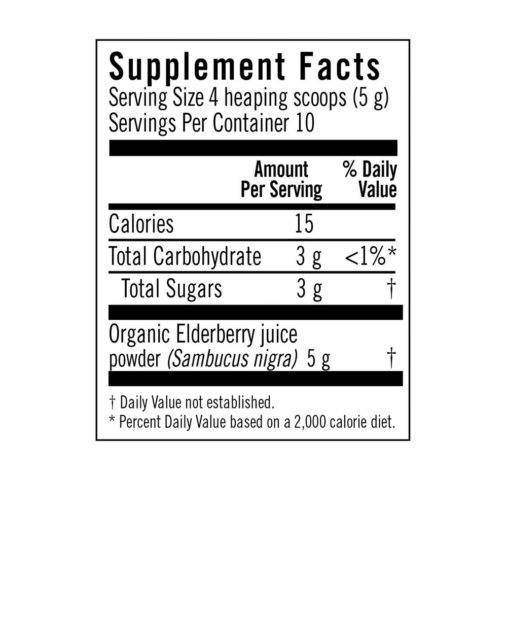 Amber glass bottle with scoop of elderberry crystals