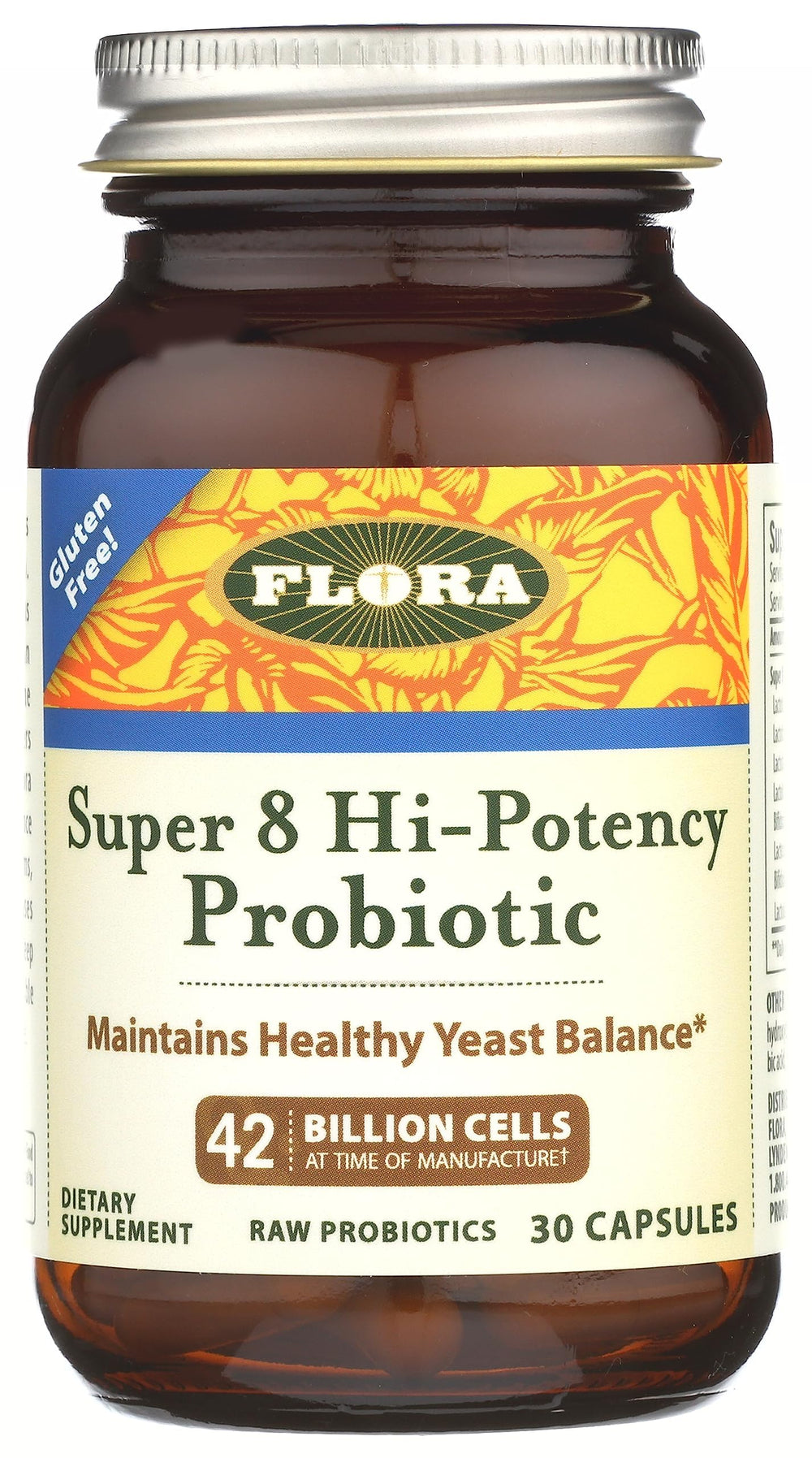 Flora Super 8 probiotics bottle front view