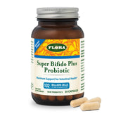 Front view of Flora Super Bifido Plus probiotic bottle