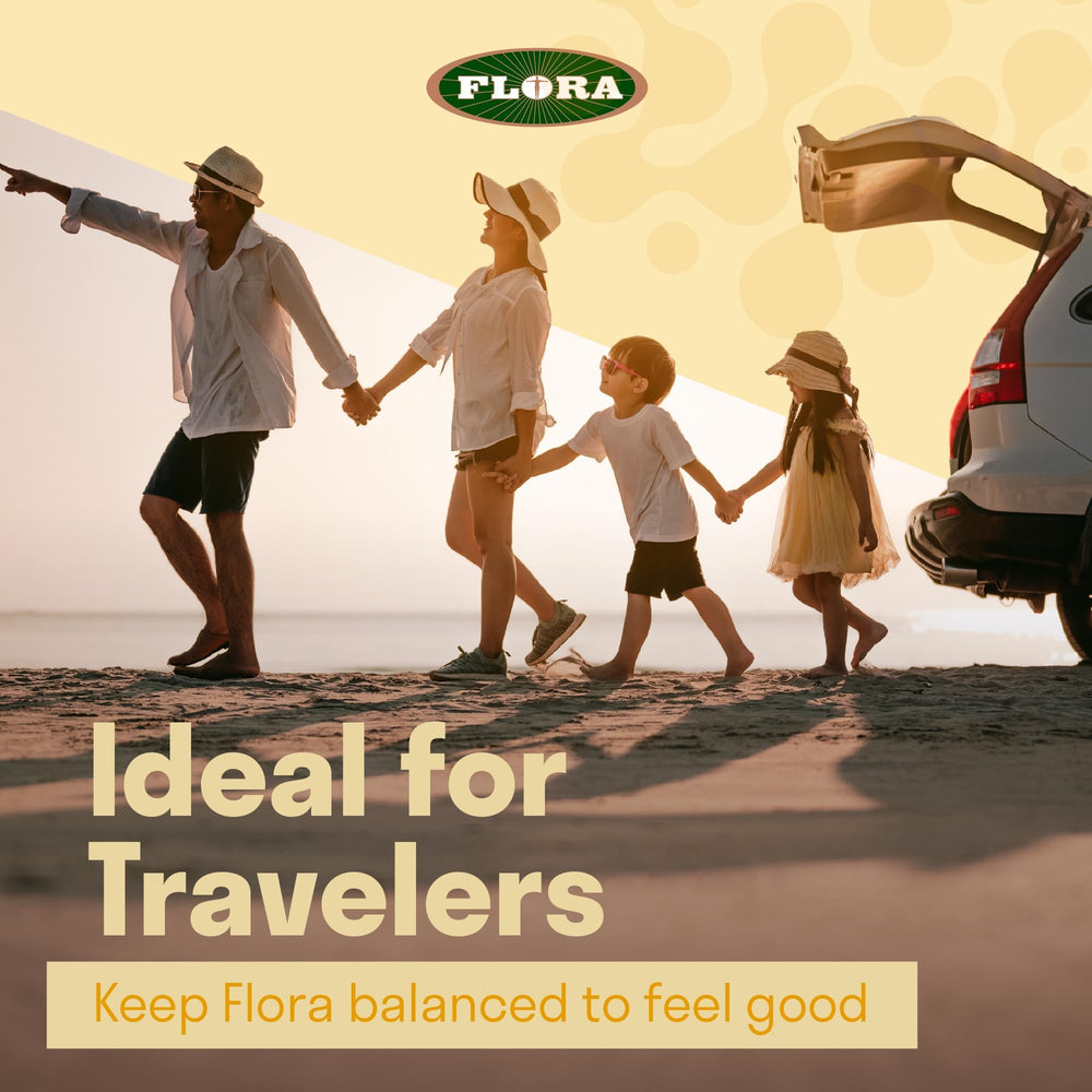 Travel-friendly vegetarian capsules in a bottle for Flora Super Bifido Plus