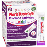 Front of FloraTummys Kids Probiotics 30 taste-free powder packets