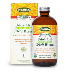 Flora Udo's Choice Omega 3-6-9 Oil Blend bottle with high lignan
