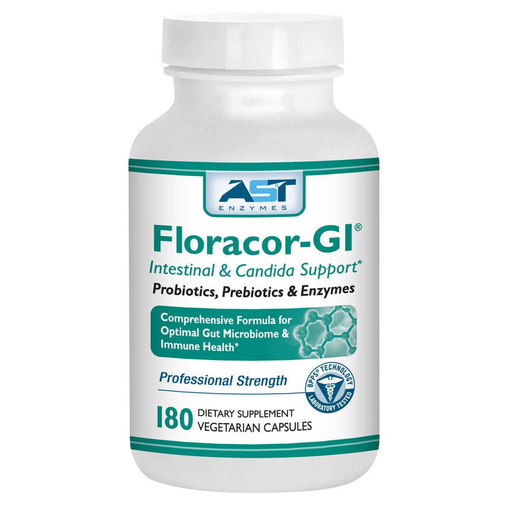 Floracor GI bottle with 180 vegetarian capsules