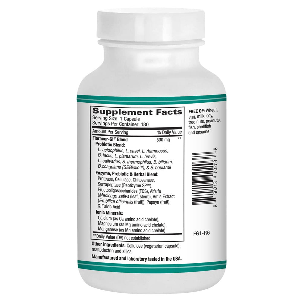 Close-up of Floracor-GI capsules