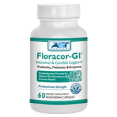 Floracor bottle and capsules on a clean background