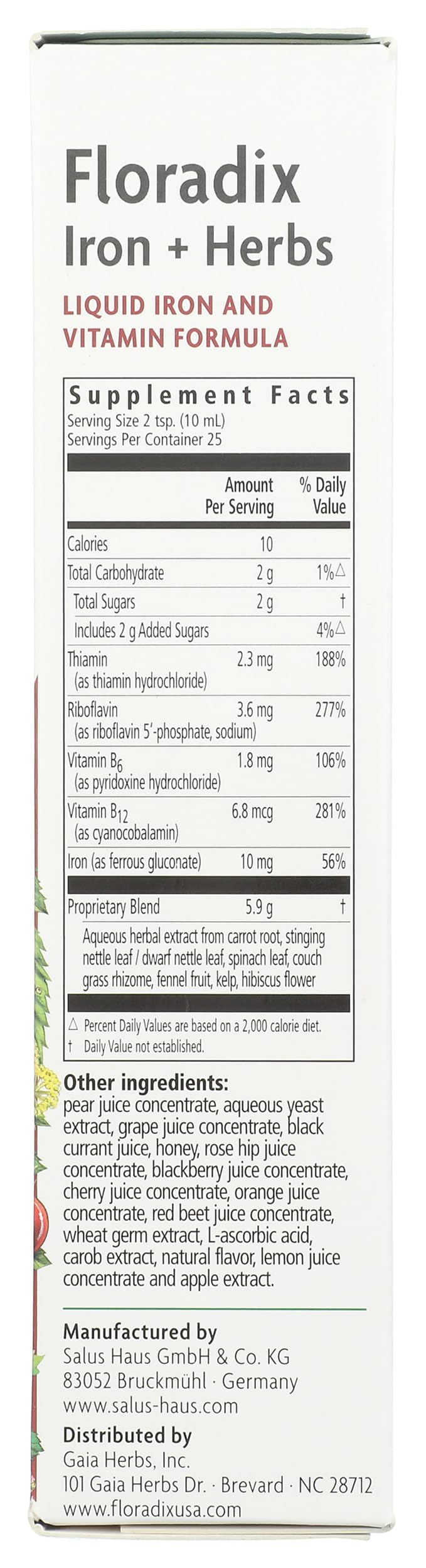 Pouring Floradix Floravital liquid into a glass