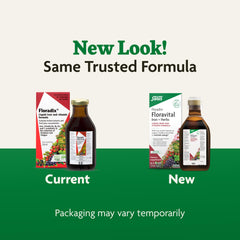 Lifestyle shot of Floradix Floravital bottle on display