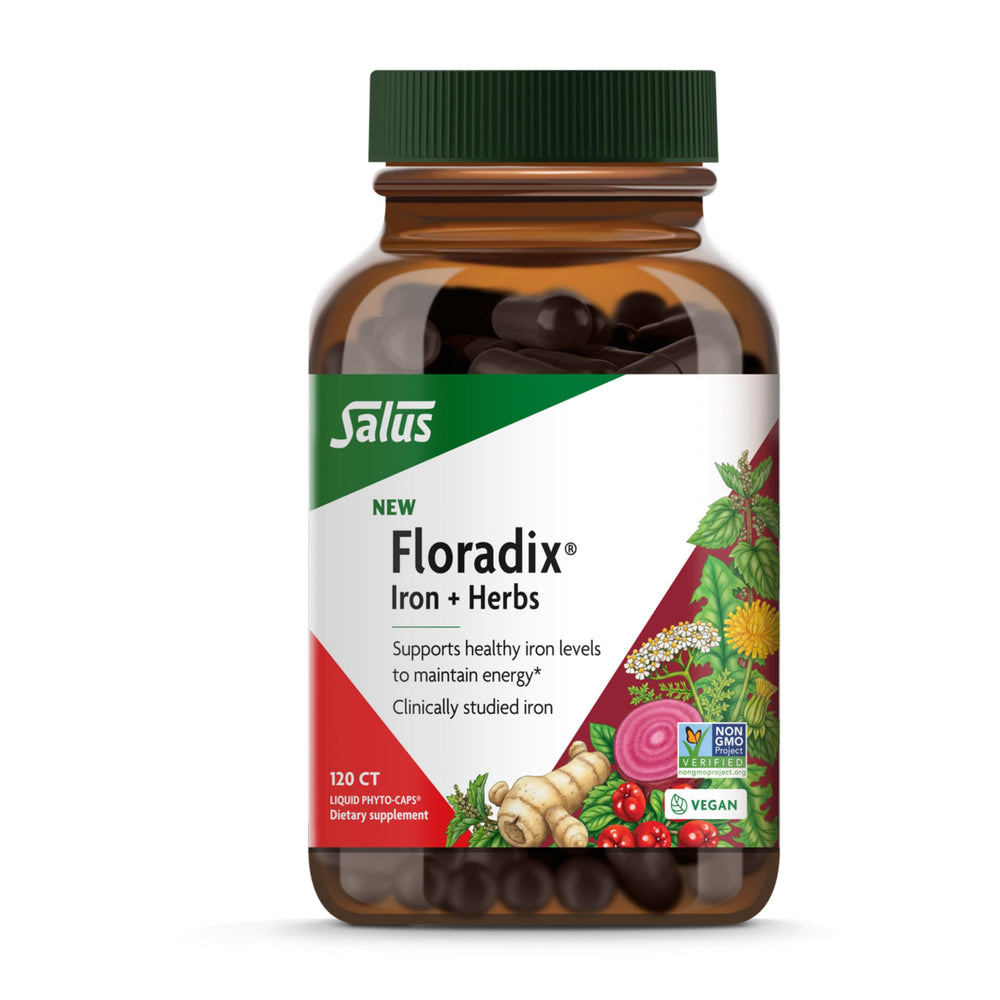 Front view of Floradix Iron + Herbs bottle