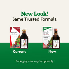 Close-up of the Floradix Iron & Herbs label