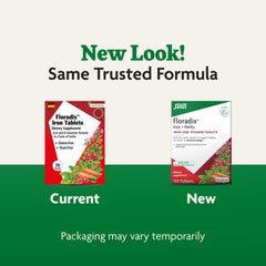 Retail display of Floradix Iron Tablets on a shelf