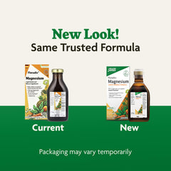 Back view of 8.5 fl oz Floradix Magnesium packaging