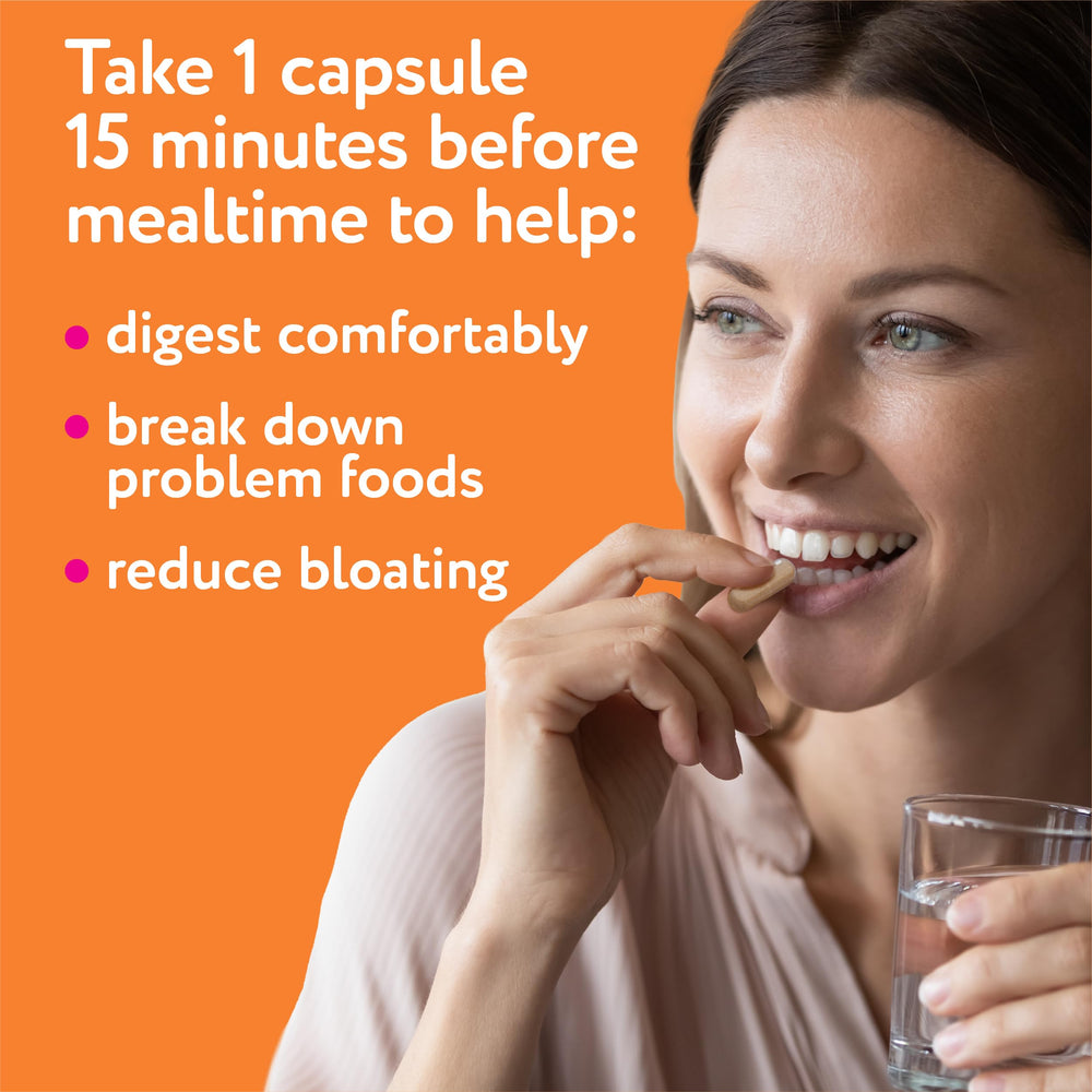 Bottle highlighting gluten and dairy digestion support