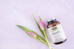 180 capsules per bottle of FloraSil displayed