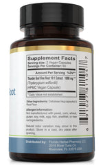 Bottle label showing 10:1 concentrate and 500 mg per capsule