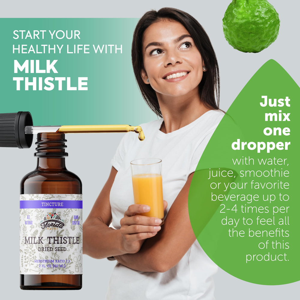 Florida Herbs Milk Thistle Tincture Dropper delivers alcohol-free extraction for flexible use