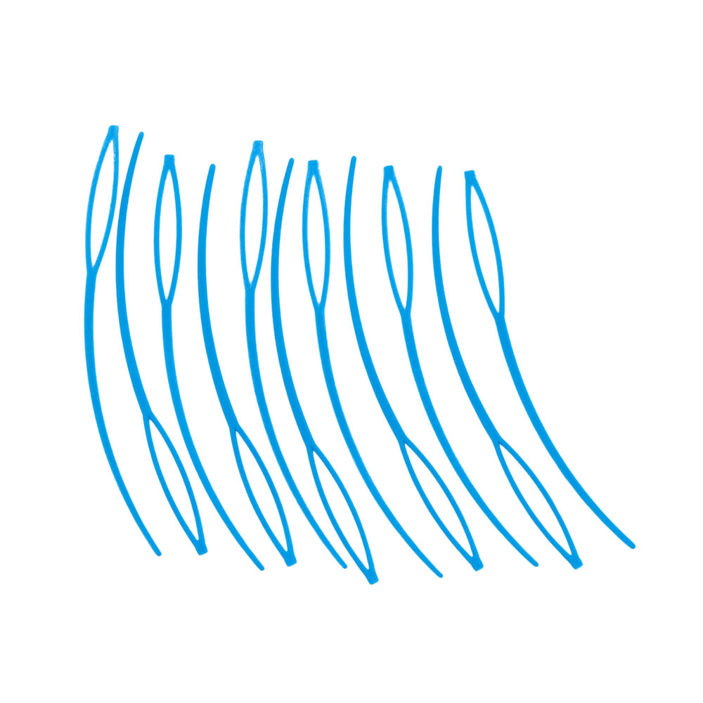 Open envelope displaying 10 floss threaders inside