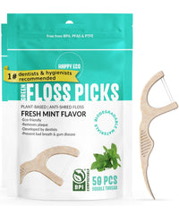 Biodegradable floss picks 100pcs in recyclable packaging