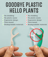 Plant-based material close-up of biodegradable floss picks