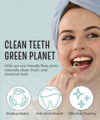 Double-thread dental floss picks for adults and kids