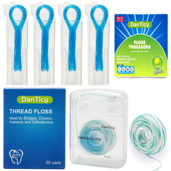 Flexible nylon floss threader in use