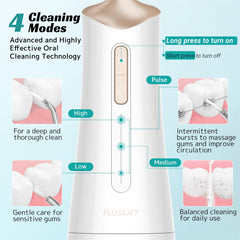 FlossJet display showing 4 cleaning modes