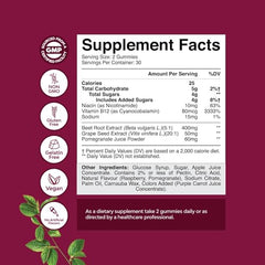 Close-up of beetroot, pomegranate, and grape seed ingredients