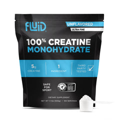 Front view of Fluid Creatine Monohydrate Powder pouch