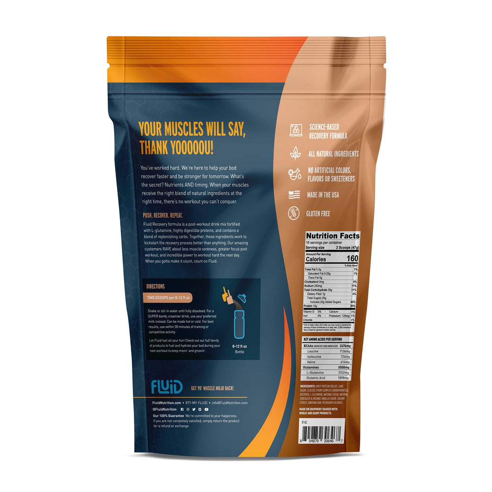 Prepared Fluid Recovery Chocolate shake in a glass