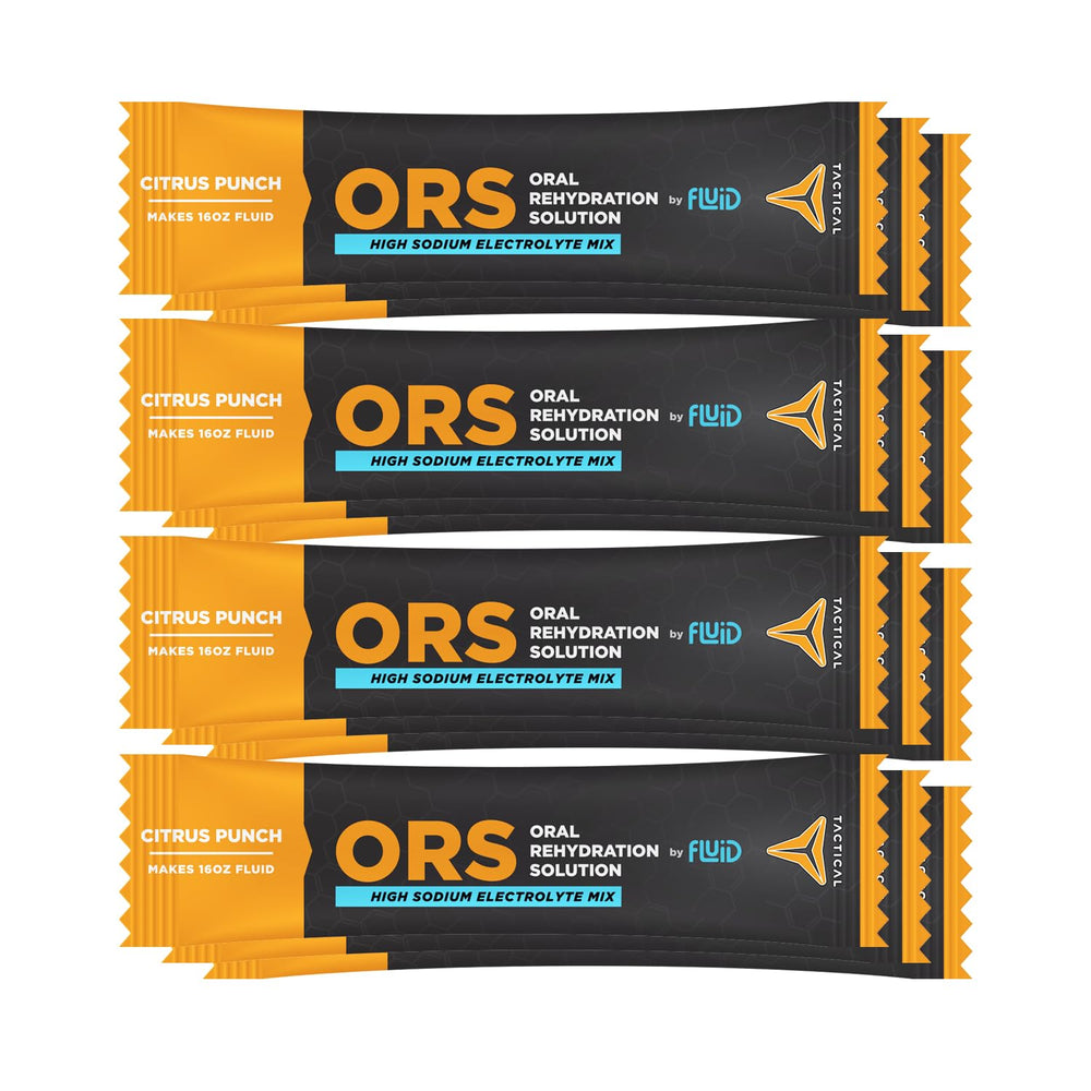 Fluid Tactical ORS Citrus Punch 12-pack front view for easy on-the-go hydration