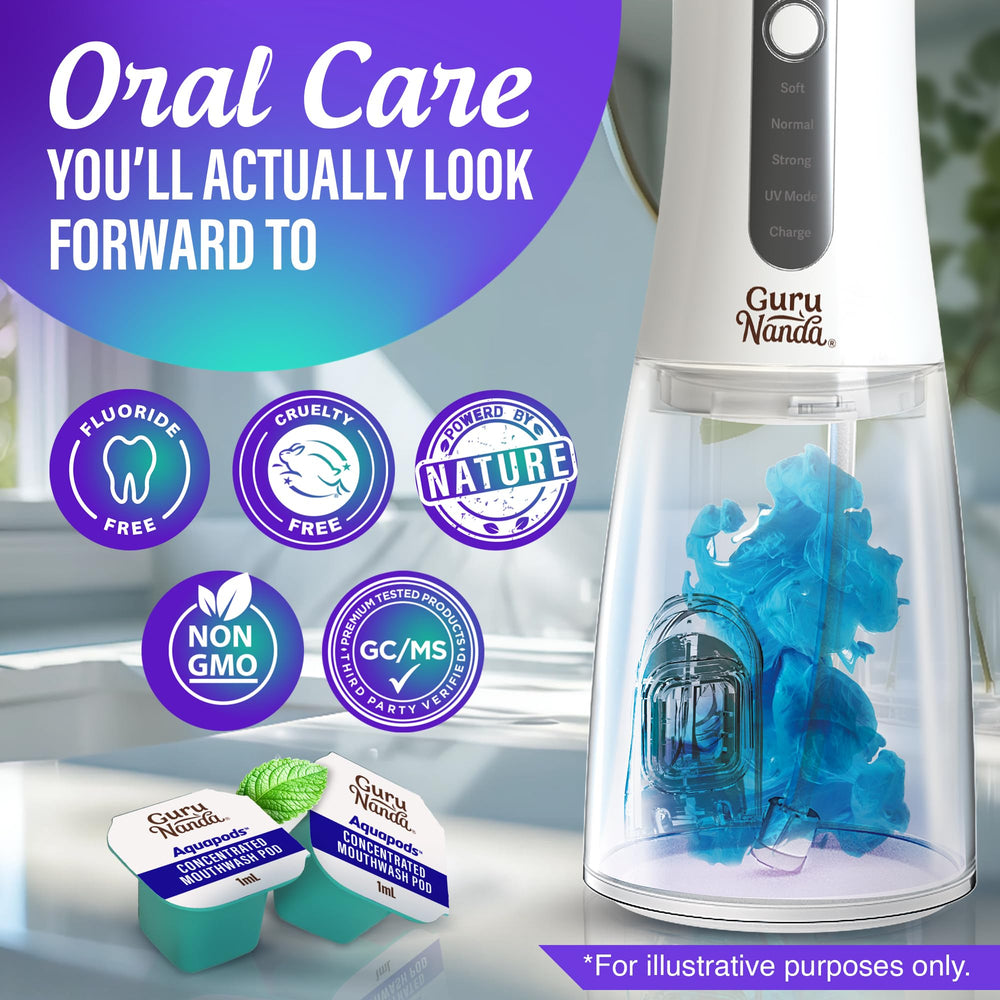 Fluoride-free and alcohol-free label on Aqua Pods