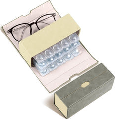 Front view of Flutesan gray 2-in-1 travel lens case