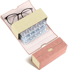 Flutesan 2-in-1 pink daily contact lens case and glasses organizer front view