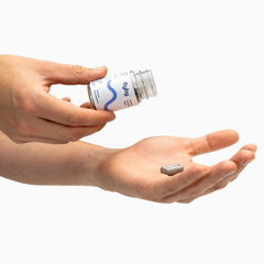Flyby supplement label close-up with made in USA mark, conveying manufacturing trust