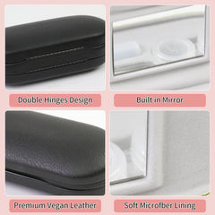 Close-up of the black PU leather hard shell exterior