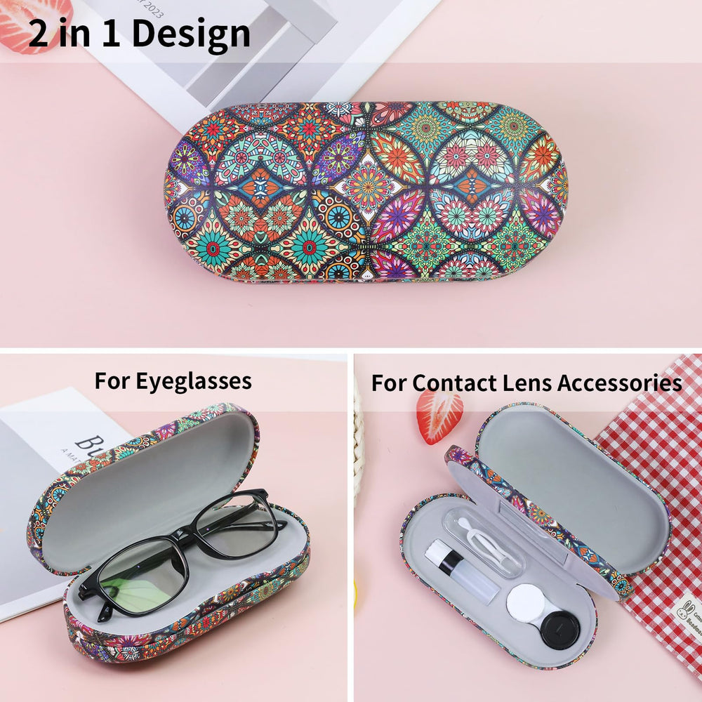 Case with built-in mirror visible inside