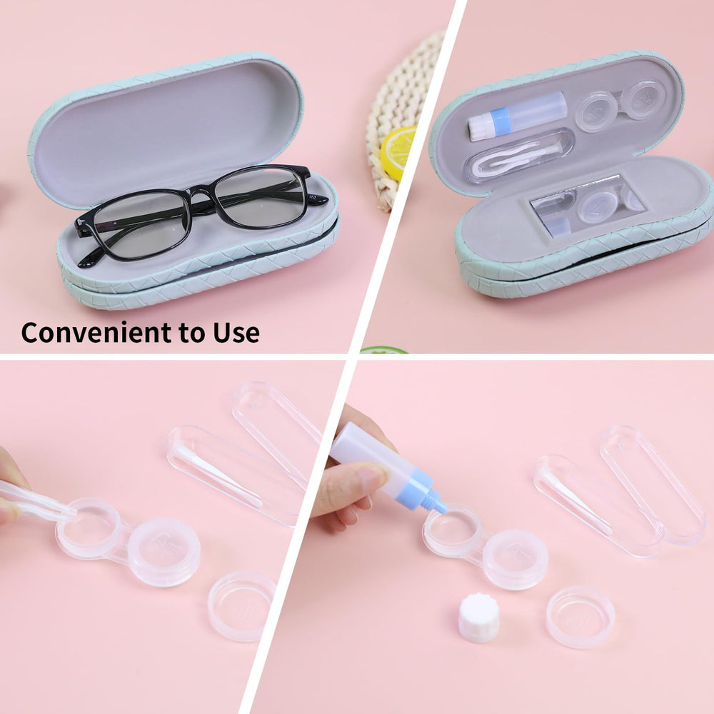 Includes contact lens storage kit with lens boxes, solution bottle, remover tool, and tweezer