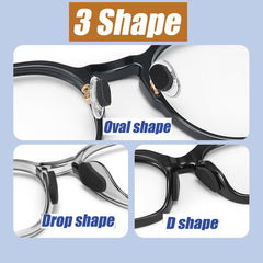 Black D-shaped foam nose pads on glasses