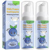 Two-pack of kids foam toothpaste in blueberry flavor