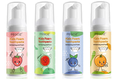 Toddler foam toothpaste bottle with orange fruit flavor label