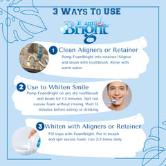 FoamBright teeth whitening foam being used for cleaning